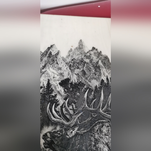 Bill O'Neill Bugling Elk (wapiti) 1977 Etching on Marble - Picture 7 of 8